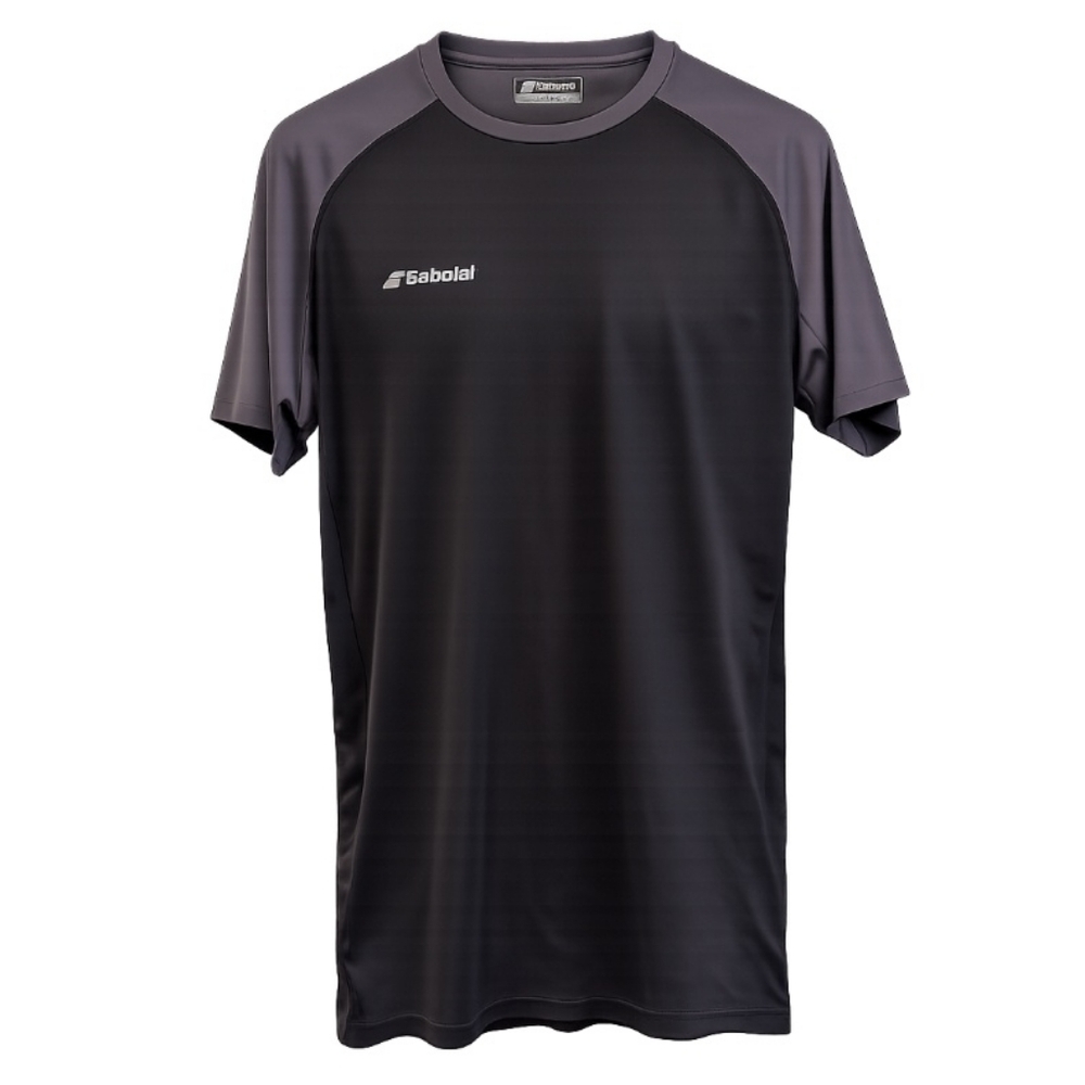 BABOLAT Quickdry Tennis Pickleball Tee Crew XL Black Grey Colorblock T-shirt Top